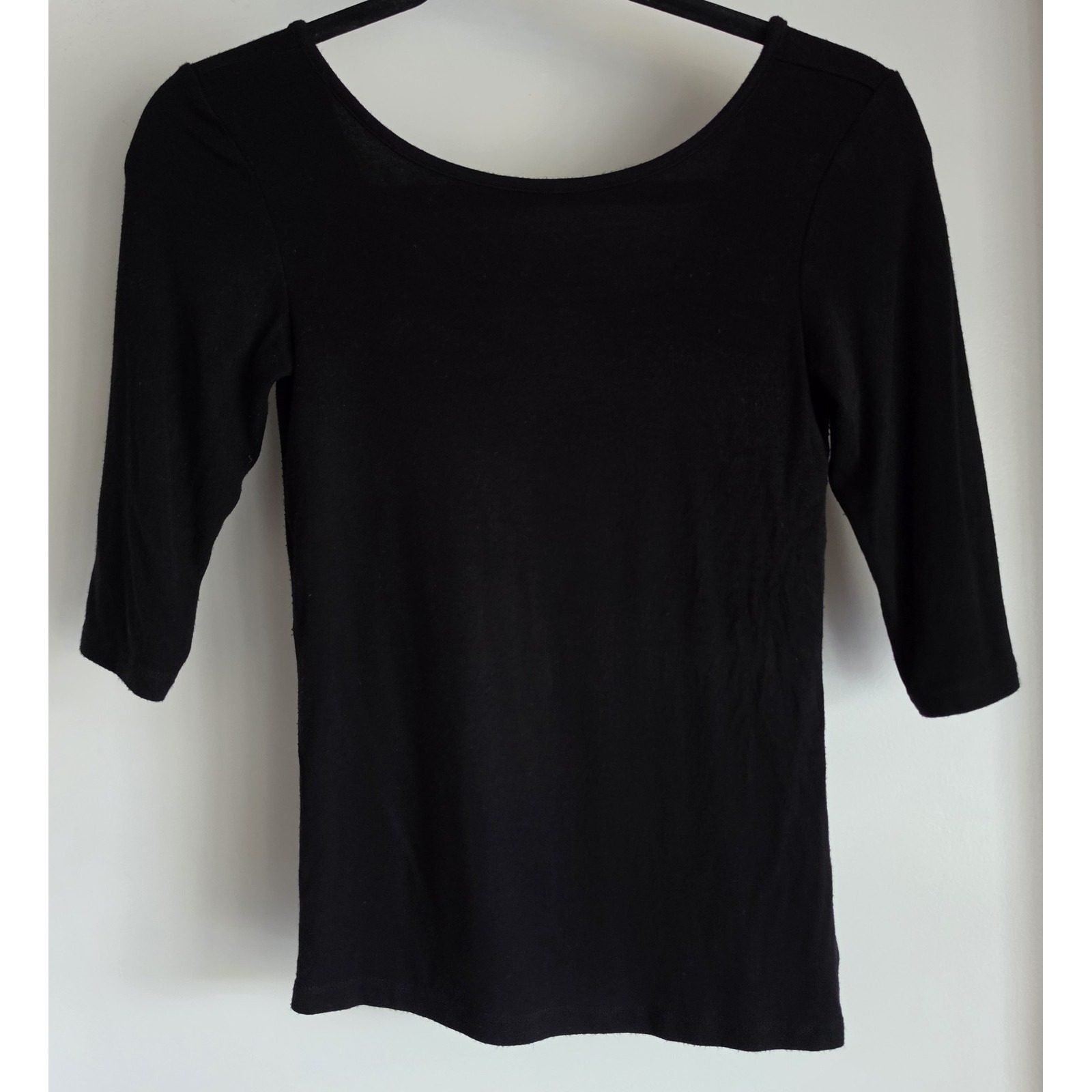 Theory Women's Black 3/4 Sleeve Blouse Size P Solid Top Shirt Tunic